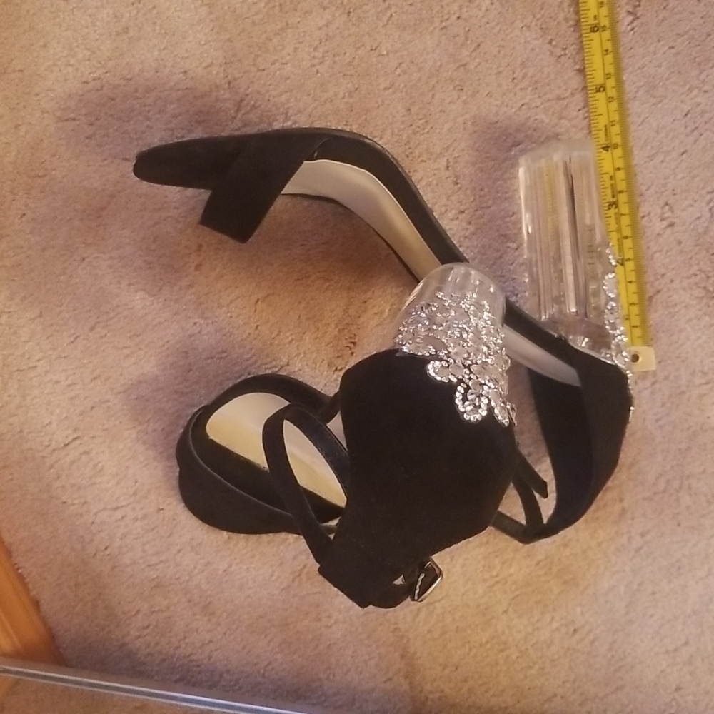 ❤  Wild Diva Suede like Strap w/Crystal Clear Heel - Size 6 1/2 - Picture 8 of 8